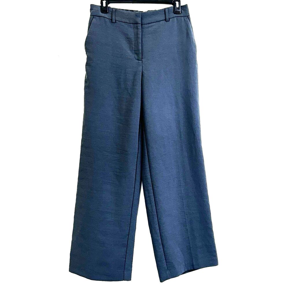 Maison d' Amelie Gray Blue Wide Leg High Rise Dress Pant Size 6 Elastic Waist.